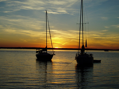 Sailboats at Sunset on Leech Lake