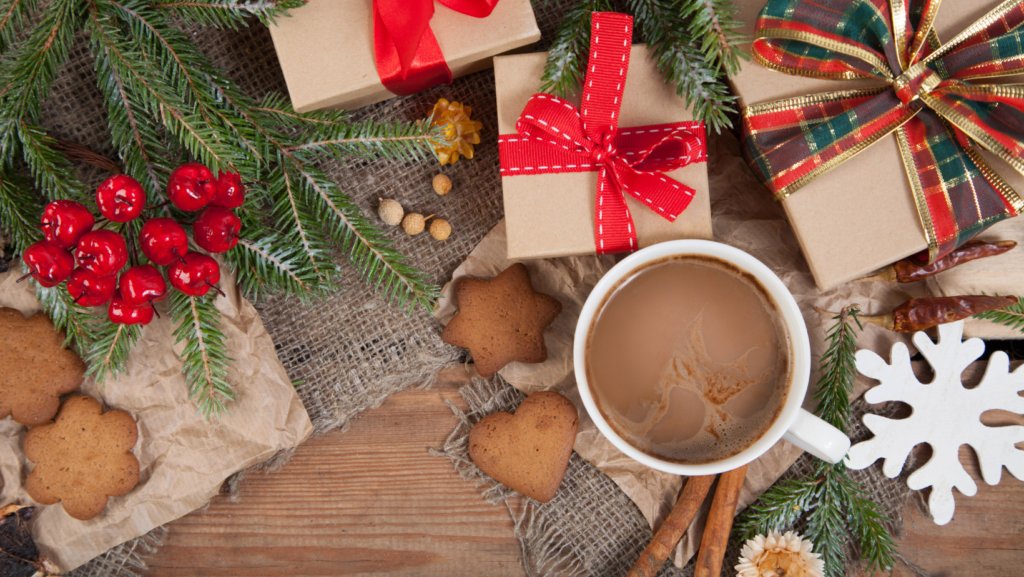 Christmas presents and cocoa