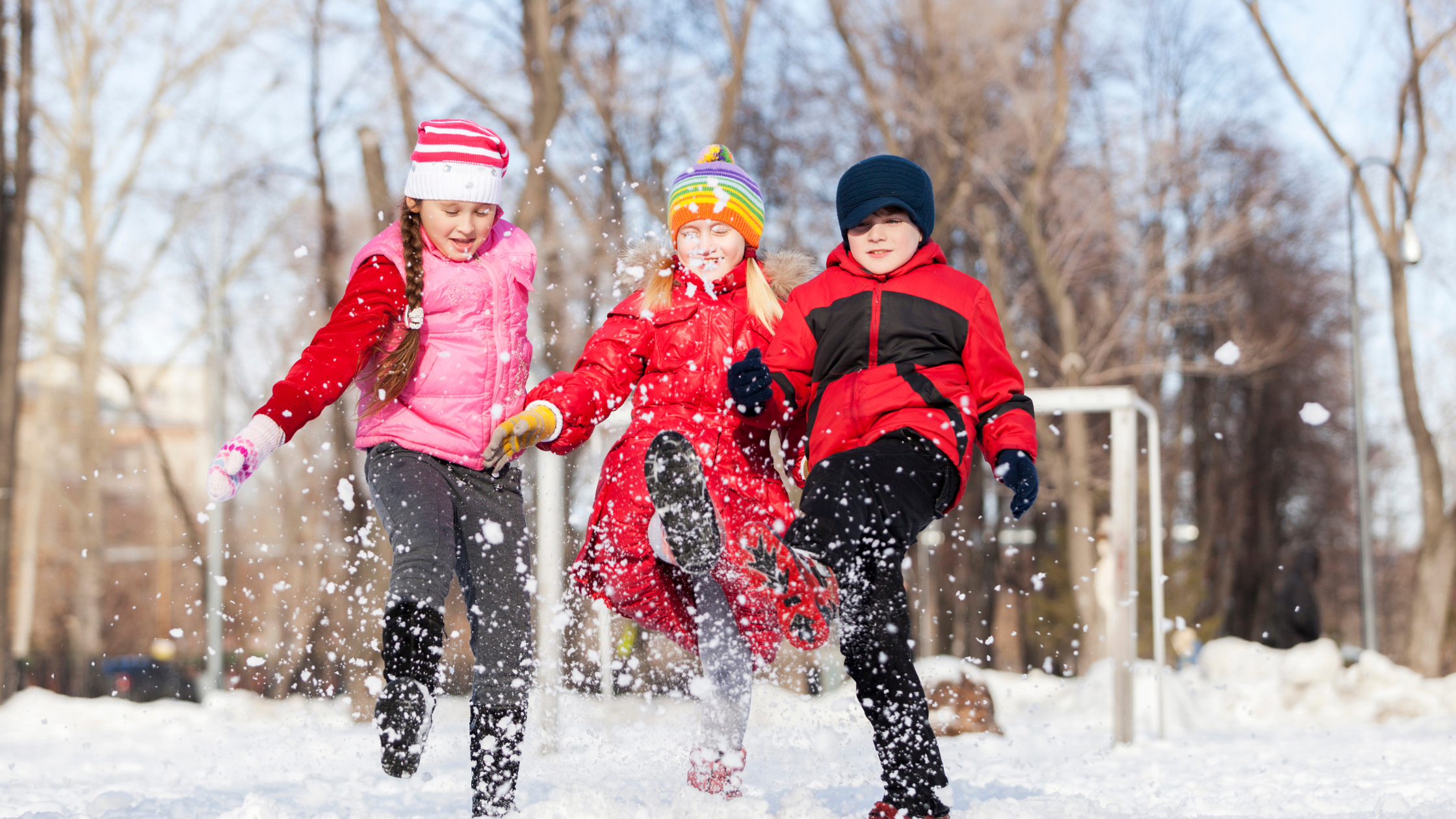 Kids Walking in the snow in Walker, Minnesota